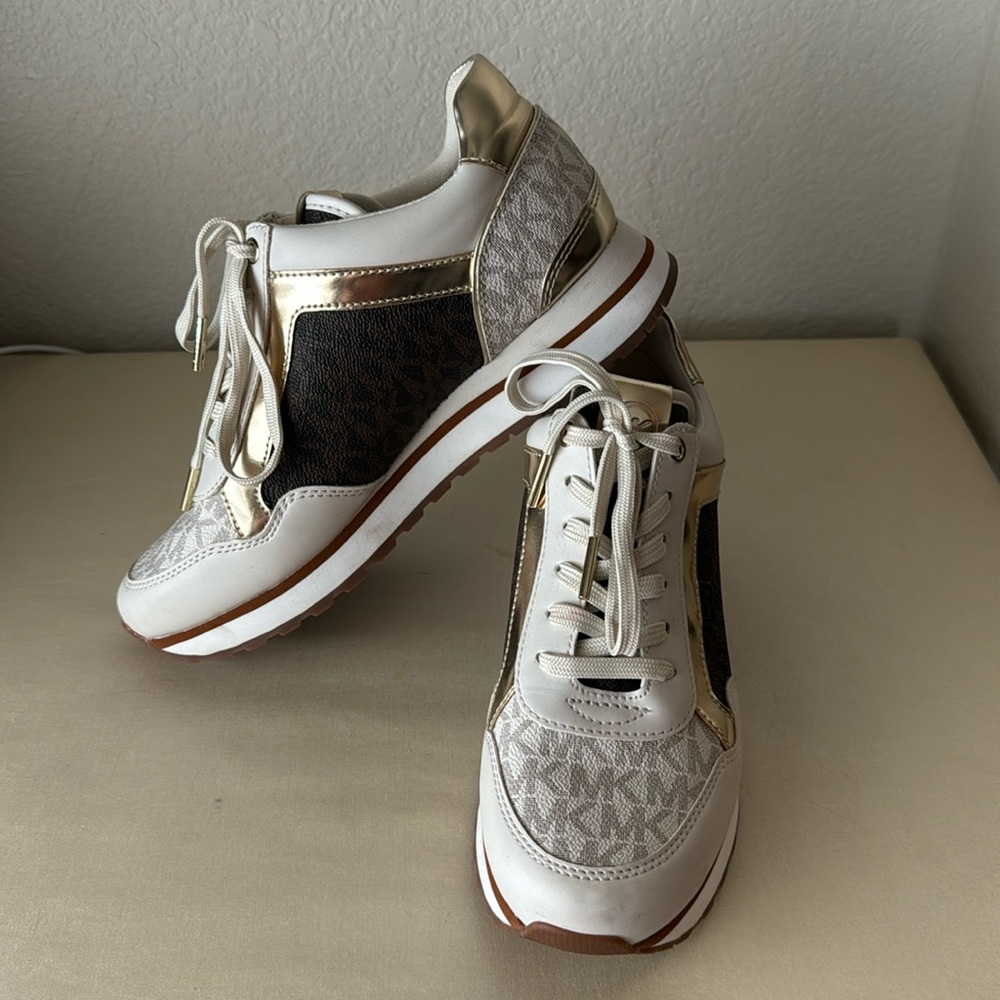 Michael Kors Maddy Two-Tone Logo Trainer.